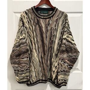 Tundra Canada Sweater Mens Sz Large 3D Knit Textured Pullover 90s Biggie Cosby